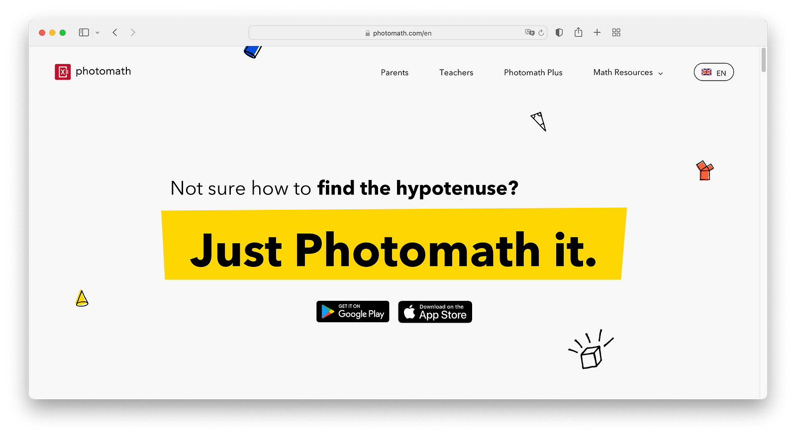 Photomath app landing page