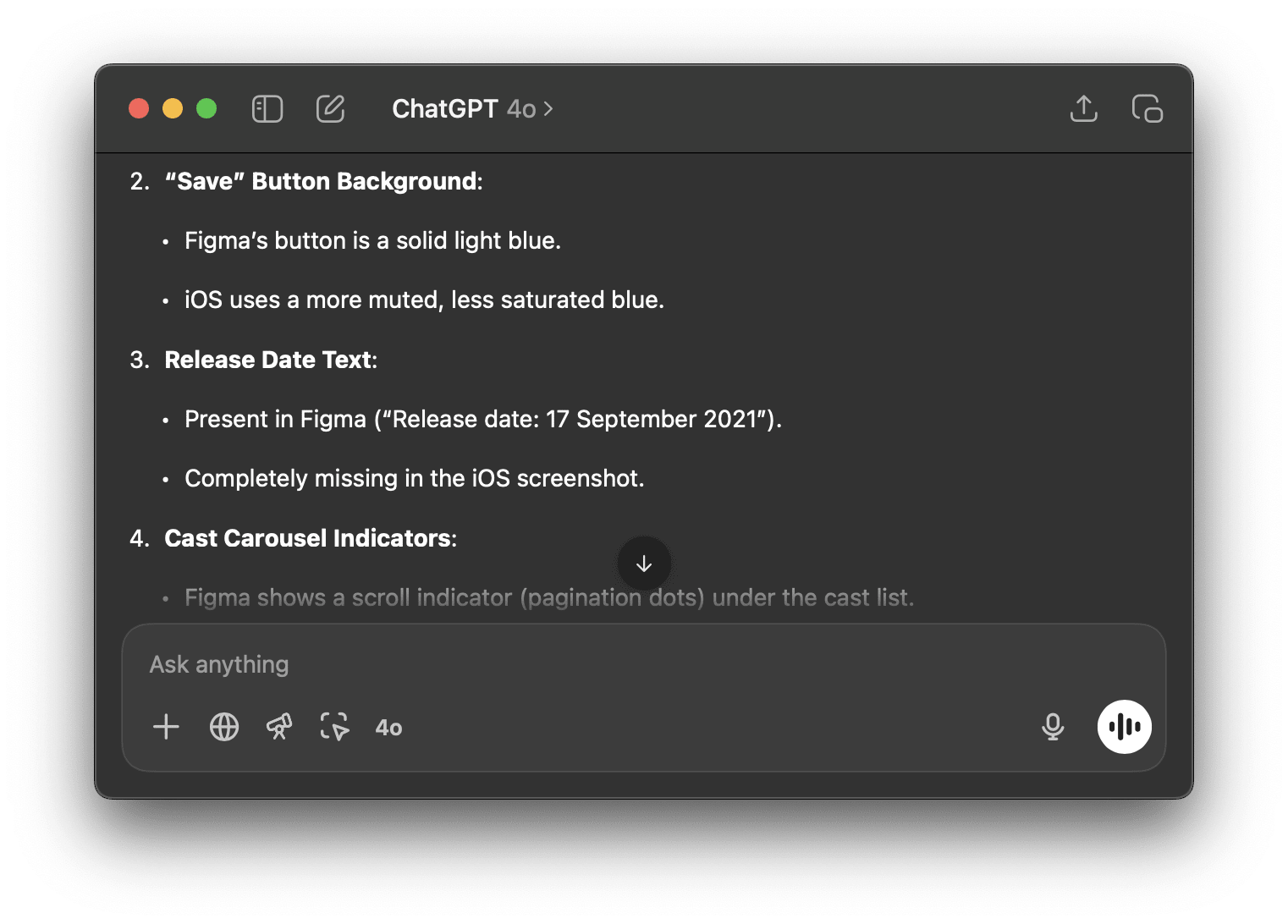 Prompt example in ChatGPT